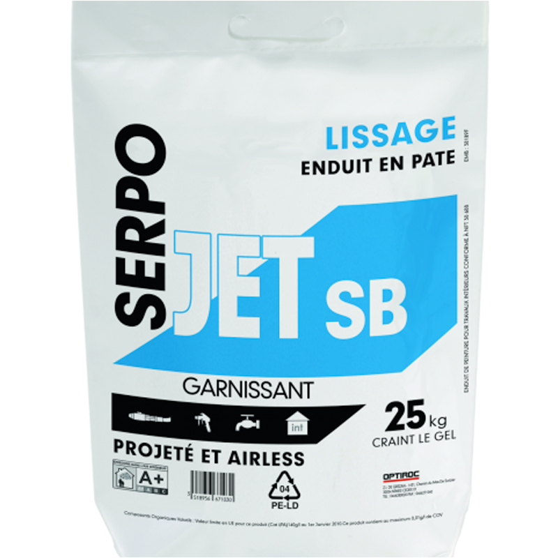 Enduit de lissage pelliculaire Serpo JET SB 25kg - Séguret Décoration